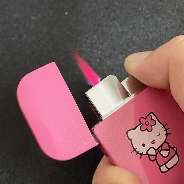 Lighter Manufacturer - Wholesale Pink Hello Kitty Windproof Pink Flame Cute for Girls Gift