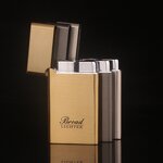 Metal Lighter Manufacturer - Broad Electroplated Butane Gas Red Flame Windproof for Smoking