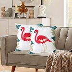 Throw Pillow Manufacturer - Embroidered Pure Cotton with American Flamingo Luxurious Embroidered Square Sofa Cushion Living Room