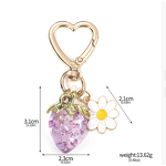 Keychain Manufacturer - New Acrylic Heart Transparent Kawaii Strawberry Flower Design Sweet Keyring for Women