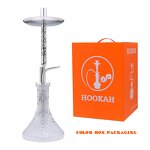 Arab Shisha Manufacturer - 60cm Transparent Bottle Engraved Flower Single Pipe Stainless Steel Set