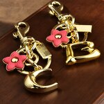 Bag Pendant Keychain Manufacturer - Letter B and C Cute Flower Metal Keychain