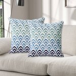 Pillow Cover Manufacturer - 18x18 Blue Simple Geometric Embroidery Bedroom Home Decoration Factory Customization Wholesale