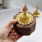 Aromatherapy Stove Manufacturer - Arabic Style Nordic Minimalist Octagon Wood Ramadan Incense Burner Gold Metal