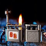 Mini Kerosene Lighter Manufacturer - Compact Exquisite Classic Design Alloy Material Arm Lift Old-Fashioned Grinding Wheel