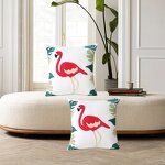 Throw Pillow Manufacturer - Embroidered Pure Cotton with American Flamingo Luxurious Embroidered Square Sofa Cushion Living Room
