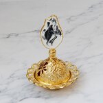 Incense Burner Manufacturer - Middle Eastern Style Small Mini Table Top Ornament Arabian Gold Metal
