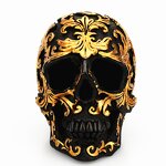 Home Decoration Manufacturer - Halloween Table Decorative Resin Skull Bone Skeletons Golden Carving Horror Buddhist Religious
