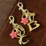 Bag Pendant Keychain Manufacturer - Letter B and C Cute Flower Metal Keychain