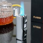 Inflatable Windproof Lighter Manufacturer - High-Power Direct Charge Modern Four-Fire with Cigar Knife Stand Gift Box