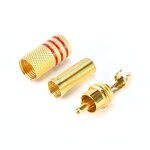 RCA Connector Manufacturer - 2pcs Gold Red Black Metal Spring Male Jack Plug for PC Audio Video Welding DIY