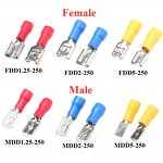Terminal Connectors Manufacturer - 20pcs Male Female Pre-insulated Cold Pressed PVC Electrical Crimp MDD1.25-250 FDD1.25-250