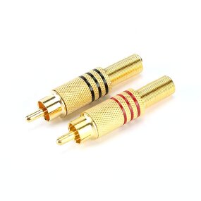 RCA Connector Manufacturer - 2pcs Gold Red Black Metal Spring Male Jack Plug for PC Audio Video Welding DIY