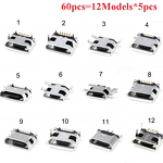USB Connector Manufacturer - 60pcs 5 Pin SMT Socket Micro USB Type B Female 12 Models SMD DIP