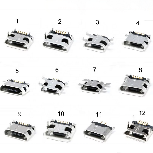 USB Connector Manufacturer - 60pcs 5 Pin SMT Socket Micro USB Type B Female 12 Models SMD DIP