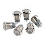 Metal Push Button Switch Manufacturer - 19mm Momentary Latching with LED Light Red Yellow Blue Green White 12-24V IP65