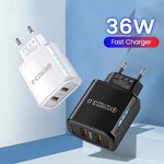 Wall Charger Manufacturer - 36W Dual USB QC3.0 Fast Charger for Samsung Xiaomi Huawei