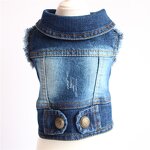 Pet Dog Vest Manufacturer - Fashionable Retro Scratch-Patterned Denim Jeans for Small Dogs Summer