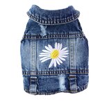 Dog Denim Vest Manufacturer - Luxury Classic with Daisy Embroidery