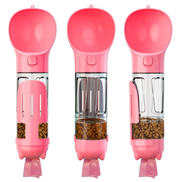 Pet Water Bottle Manufacturer - 4 in 1 Dog Water Bottle with Poop Bag Portable Drink Feeder