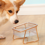 Pet Bowl Manufacturer - Transparent Plastic Single or Double with Metal Bracket Solid Pattern