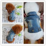 Pet Dog Vest Manufacturer - Fashionable Retro Scratch-Patterned Denim Jeans for Small Dogs Summer