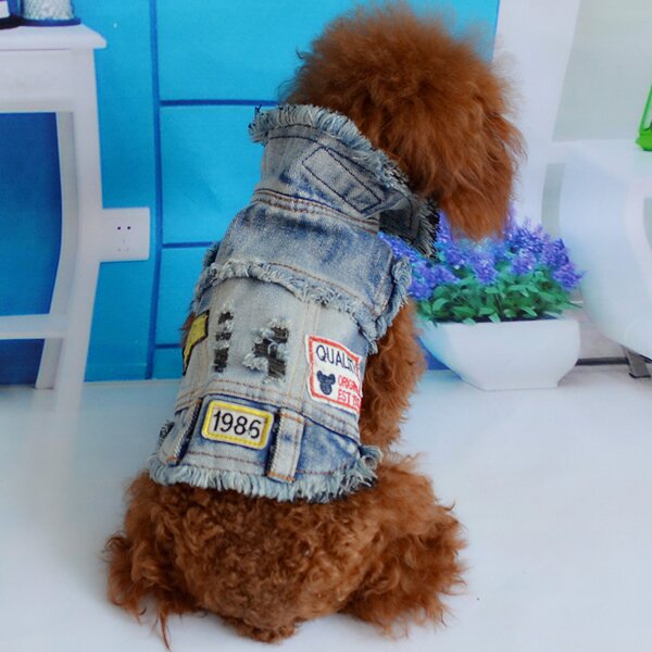 Dog Denim Costume Manufacturer - Fashion Cool Embroidery Vest Pet Clothing