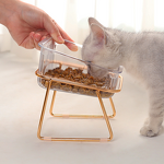 Pet Bowl Manufacturer - Transparent Plastic Single or Double with Metal Bracket Solid Pattern