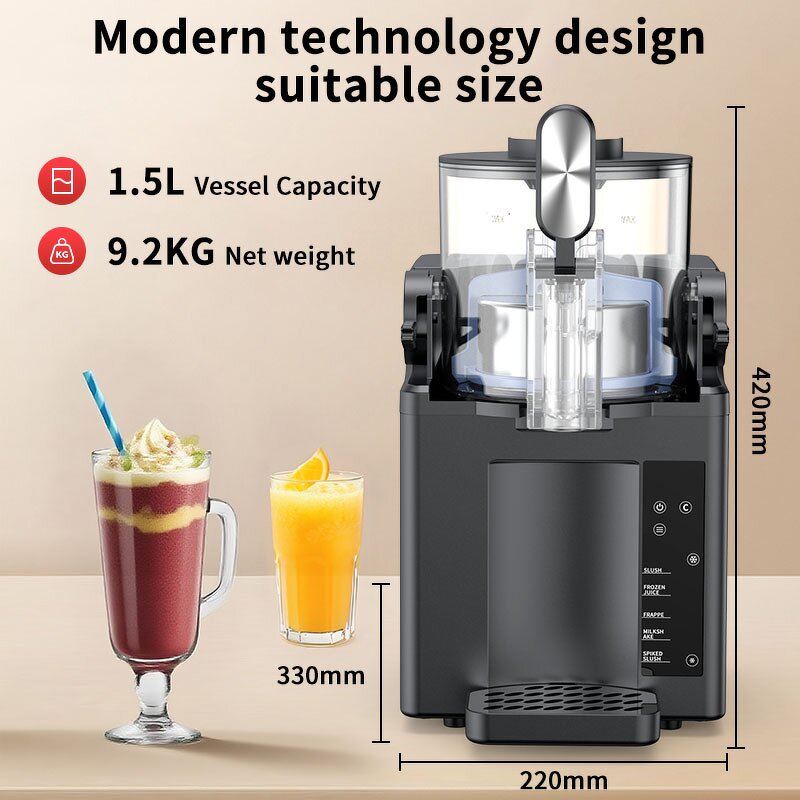 Ice Cream Slushie Maker Manufacturer - 1.5 L Stainless Steel Automatic Electric Frozen Drink Machine Commercial Household