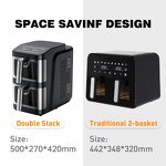 Air Fryer Manufacturer - OEM Professional Electric Plastic Dual Zone 3000W 10L 10 Preset Menus Color LED Display