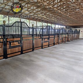 Horse Stable Barn Manufacturer - Outdoor Bamboo Covered Fronts Portable with Sliding Door