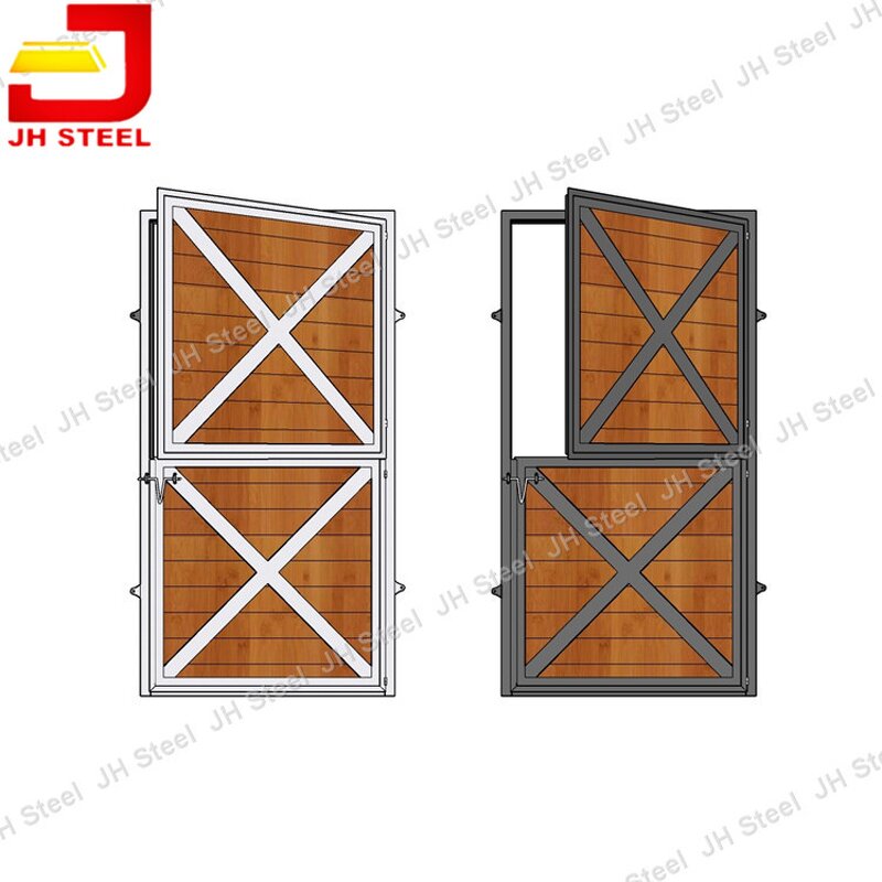 Horse Stable Door Manufacturer - Prefabricated Steel Dutch Door Window with Brass Ball