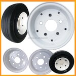 Solid Tire Manufacturer - 4.00-8 White with Split Wheel Rims 3.75-8 5 Bolt Holes