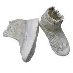 Antistatic PU Dust Boots Manufacturer - White Gird ESD Fabric Short Boots for Cleanroom