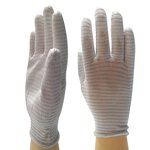 ESD Gloves Manufacturer - Anti Static Carbon Yarn Striped PVC Dotted PU Finger Top Coated