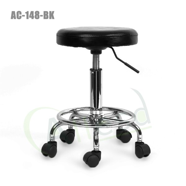 ESD Stool Chair Manufacturer - Black/Blue Comfortable Thickened PU Leather Round