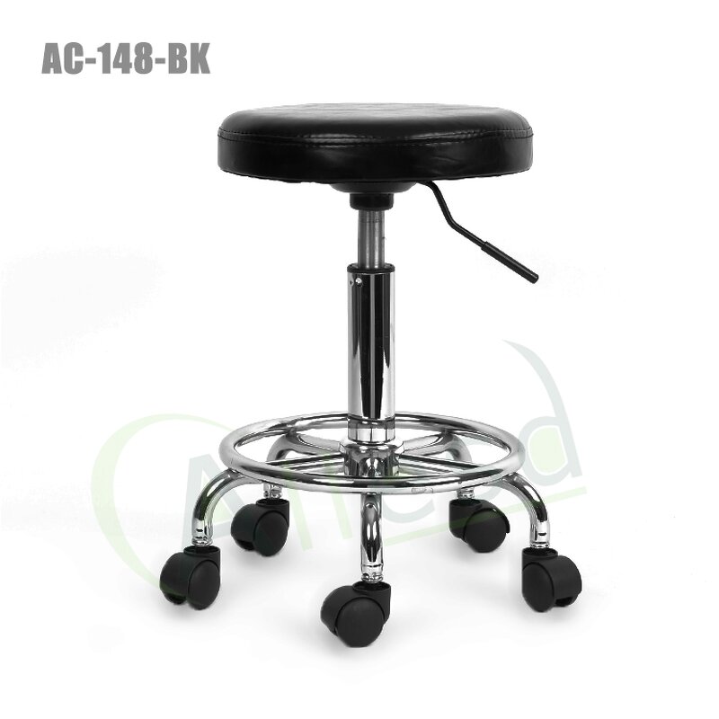 ESD Stool Chair Manufacturer - Black/Blue Comfortable Thickened PU Leather Round