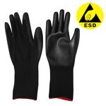 Antistatic Working Glove Manufacturer - OEM Lengthen Polyester Black ESD PU Palm Coated