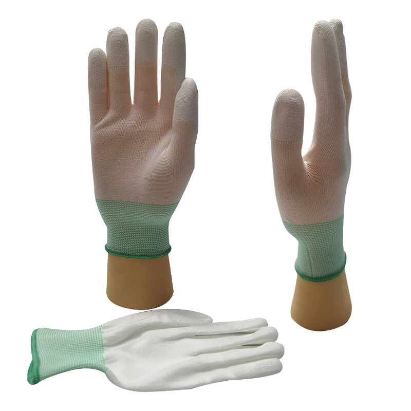Work Gloves Manufacturer - High Quality White Polyester PU Fingertip Coated for Industry