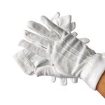 Cotton Gloves Manufacturer - High Quality Wrist Button Adjustable Safety White