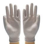 ESD Gloves Manufacturer - Anti Static Carbon Yarn Striped PVC Dotted PU Finger Top Coated