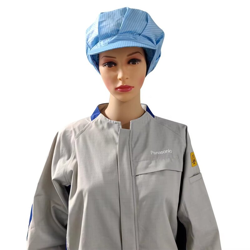 ESD Lab Coat Manufacturer - Grid Yarn Stand-Collar for EPA Environment