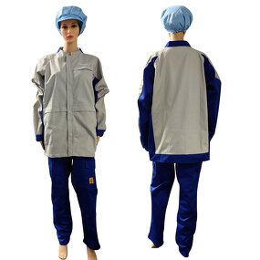 Antistatic Coat Manufacturer - Blue with Long Pants Cleanroom Suit Polyester Cotton