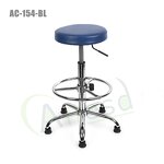ESD Stool Chair Manufacturer - Black/Blue Comfortable Thickened PU Leather Round