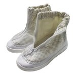 Antistatic PU Dust Boots Manufacturer - White Gird ESD Fabric Short Boots for Cleanroom
