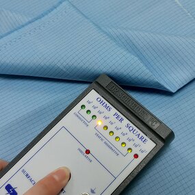 Anti-static Fabrics Manufacturer - Grid Design 65% Polyester 32% Cotton 3% Carbon