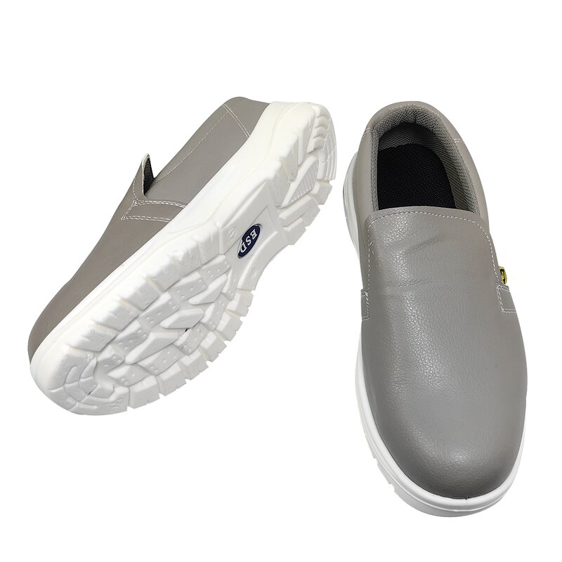 ESD Safety Shoes Manufacturer - Industrial Cleanroom Black Grey Anti Slip Steel Toe