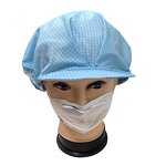 ESD Cleanroom Cap Manufacturer - 5mm Stripe Conductive Polyester