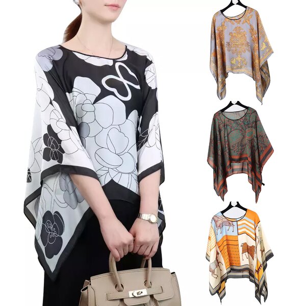 Silk Scarves Pullover Manufacturer - New Luxury Ladies Outdoor Casual Silk Print 110x110cm