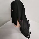 Islamic Shawl Veil Manufacturer - 2021 New Black Elegant Full-cover Lace Breath Chiffon